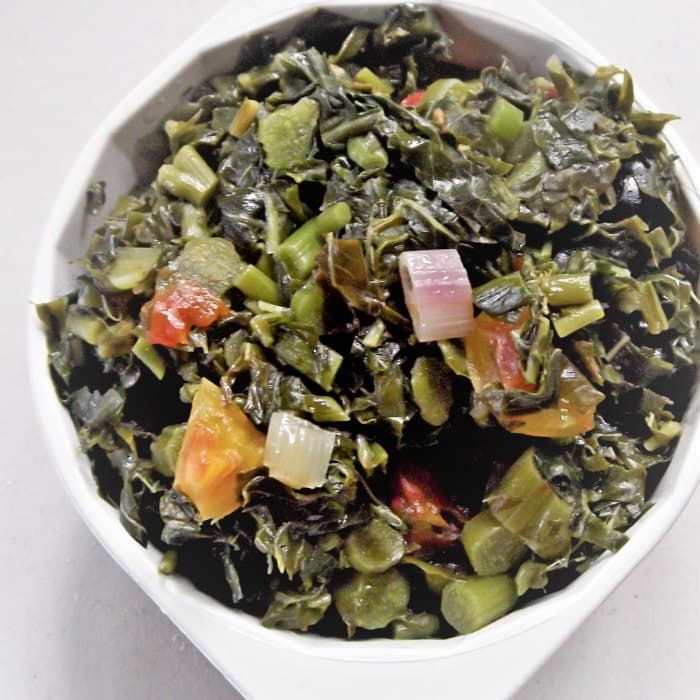 Callaloo Jamaican Style with Fried Plantains